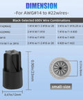 Diagram of 50 Pack Waterproof Wire Nut Connectors Set For Outdoor Lighting And Irrigation Valves shown with dimensions and wire compatibility