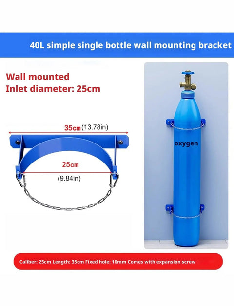 2 Pack Oxygen Tank Holder Wall Mounted Gas Cylinder Bracket With Safety Chain And Screws Heavy Duty Durable 304 Stainless Steel Rack For 13 Inch Bottles Space Saving Storage For Home Garage Clinic, single bracket with chain securing blue cylinder