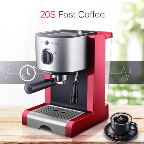 Italian Style Automatic Espresso Machine For Home Use With 15 Bar Pressure Steam Milk Frother Two Cup Capacity 1350W Power