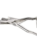 V Shape Pig Ear Mark Plier Stainless Steel Ear Notcher With Buckle For Cattle Sheep And Goats, ergonomic handles, side view