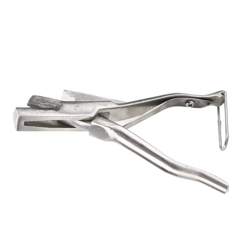 V Shape Pig Ear Mark Plier Stainless Steel Ear Notcher With Buckle For Cattle Sheep And Goats, ergonomic handles, side view