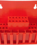Red storage organizer for 58 Piece T-Slot Clamping Kit For Milling Machines And Drill Presses With Five Eighths Inch Table Slot And Half Inch By Thirteen Threaded Studs Includes T Nuts Step Blocks Clamps And Nuts For Secure Workholding.