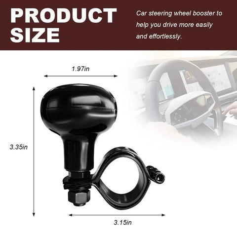 Black Steering Wheel Spinner Knob Ball Power Handle for Cars and Trucks, 1.97 x 3.35 inches, ABS material, for easy steering.