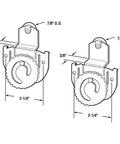 Diagram of Sliding Closet Door Roller Kit With Spring Loaded Top Roller Guides N6611 And N6614 showing dimensions and parts.