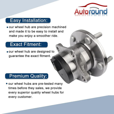 Rear Wheel Bearing And Hub Assembly For 2007 2016 Mazda CX-9 FWD With 5 Lug And ABS, 140mm Flange Diameter, close-up view