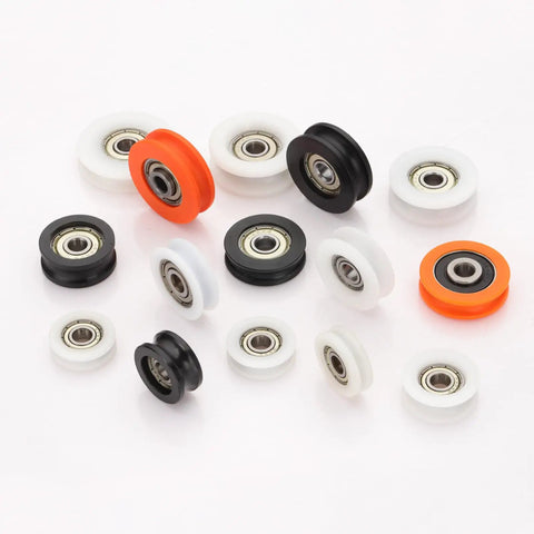 U Groove Ball Bearing Roller Wheels 6x22x7mm Nylon Guide Wheel For Sliding Doors And Windows, Heavy Duty Stainless Steel Track Wheel, White 4 Pack Set, assorted colors