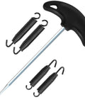 Motorcycle Exhaust Spring Puller Kit With Swivel Hook Set Stainless Steel 4 Piece Includes 2x67mm And 2x75mm For Quick No Sweat Removal And Installation Of Exhaust Springs Seat Or Tank Springs Cotter Pins And More. stainless steel spring puller kit with handle and 4 springs