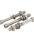 Stainless Steel Hex Socket Head Cap Screws And Nuts Kit M6 M8 Semi Threaded Allen Bolts SS304 For Indoor And Outdoor Use High Hardness Smooth Threads Easy To Tighten And Loosen Durable Hardware Set, with nuts and washers