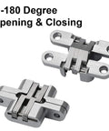 Hidden Door Hinge 6 Pack Stainless Steel Cross Hinges 180 Degree Invisible Gate Hinge for Folding Tables, Cabinets, Screens