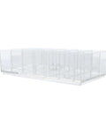 18-Section Drawer Organizer In Industrial Grade Clear Acrylic For Jewelry Makeup Cosmetics Craft Supplies And Office Essentials Durable Stash Tray For Vanity Desk And Drawers Made In USA 4 By 8 By 2 Inches