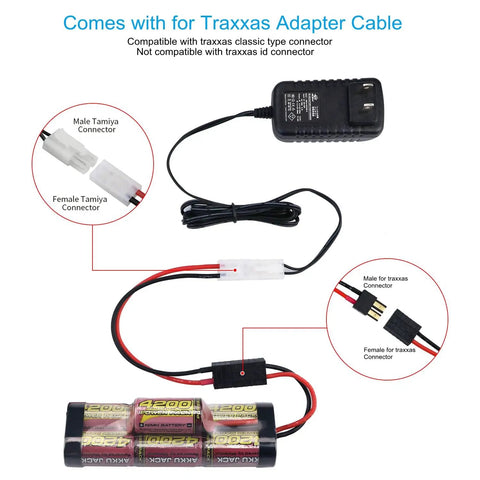 Go To All In One RC Battery Charger For NiMH And NiCd Packs 2S To 10S 7.2V To 12V With 800mA Or 500mA Output connectors diagram