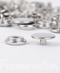 Close-up of 200 Pack Stainless Steel Snap Fastener Kit 15mm Heavy Duty Button Press Stud Caps For Marine Boats Canvas Leather Bags And DIY Crafts Ideal For Tent Covers Jackets Coats Vests Tops And More