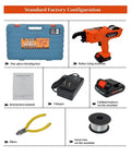 Cordless Lithium Rebar Tying Tool With 12V Battery, Adjustable 300 to 500mm Tie Wire Length includes charger, manual, and pliers