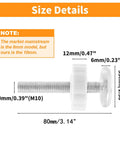 Heavy Duty M10 Threaded Spindle Rods For Baby Safety Gates 4 Pack White Replacement Mounting Bolts with size details shown.
