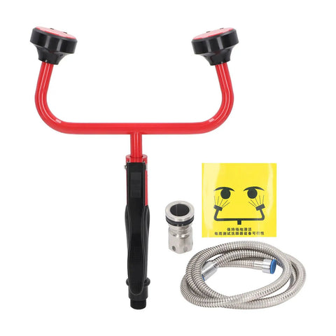 Emergency Eye Wash Unit With Faucet Mounted Sink And Double Gate for lab and industrial use, with stainless steel hose.