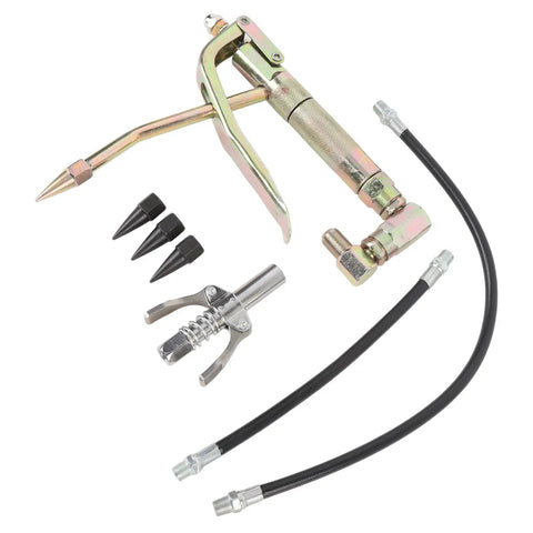 7 Piece Grease Tool Nozzle Kit With Heavy Duty Metal Couplers And 230mm And 400mm Hoses For Air Compressors, Pro Grade Lubrication Equipment