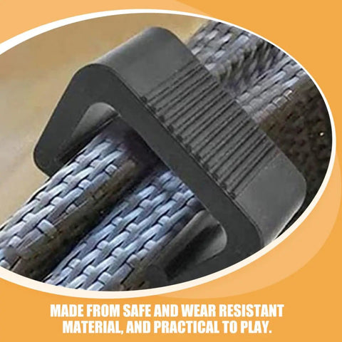 Close-up of Outdoor Patio Wicker Furniture Clips Set For Rattan Sofas, Sectional Fasteners And Connectors, securing wicker material.
