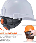 Hard Hat With Light And Full Brim Ratchet Suspension Class E Skullerz 8971LED White adjustment knob detail