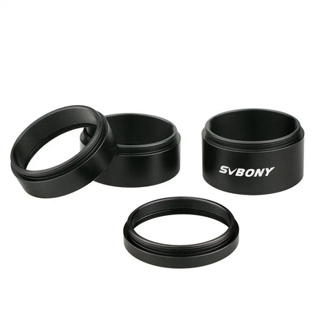 Dual Sided Extension Tube Kit M42x0.75 and T2 Threads for Astro Photography in anodized black aluminum, various tube lengths