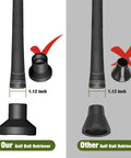 Comparison image of 3 Pack Golf Ball Grabber With Suction Cup For Putter Grip showing correct and incorrect fit on a 1.12 inch grip