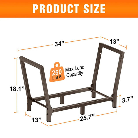 34 Inch Outdoor Indoor Firewood Rack With Bronze Finish Heavy Duty Wood Storage Stand Product Dimensions and Capacity