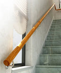 Rock Solid Indoor Wooden Handrail With Adjustable Staircase Banister Support Kit Wall Mounted Safety Railing Smooth Finish Round Profile on stairs