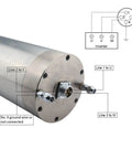 Close-up view of the 5.5KW ER25 Water Cooled Spindle Motor showing wiring connections for CNC engraving and milling.
