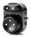 Front view of Driver Side Power Mirror Control Switch For Chevy HHR Malibu Impala Limited And Monte Carlo 2005 2008 2006 2016 Replacement Exterior Mirror Switch With OEM Numbers 15261340 15261342 10340141 22626478 901116 1S11218 showing control buttons and black plastic housing.