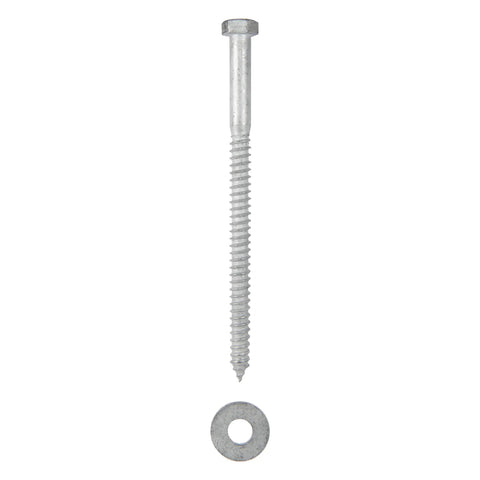 Half Inch By Eight Inch Lag Screw Kit With 25 Screws And 25 Washers, Hot Dip Galvanized For Rust Resistance, Ideal For ACQ Treated Lumber