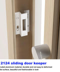 Sliding Door Keeper For Extruded Aluminum Latch Replacement Fits Pella Micron 1200 Series Viking Doors And Other Sliding Glass Doors 1 Pack Durable White Finish For Hook Style Latches installed on a sliding door frame