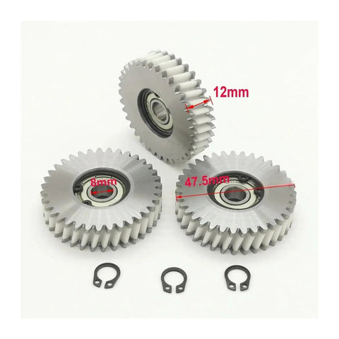 Oblique Helical Planetary Gear for E-Bike Hubs, 35T 47.5x12mm, Nylon Plus Steel Hybrid, 8mm Bearings displayed