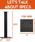 Universal Floor Speaker Stands With Vibration Absorbing MDF Design height and top plate view details