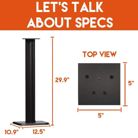 Universal Floor Speaker Stands With Vibration Absorbing MDF Design height and top plate view details