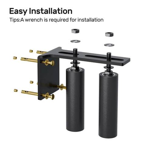 Heavy Duty Sliding Gate Guide Roller Set With 6 Inch Gate Roller, L Shaped Rear Post Bracket, Iron Gate Guide Wheel Pulley, Adjustable Bolts