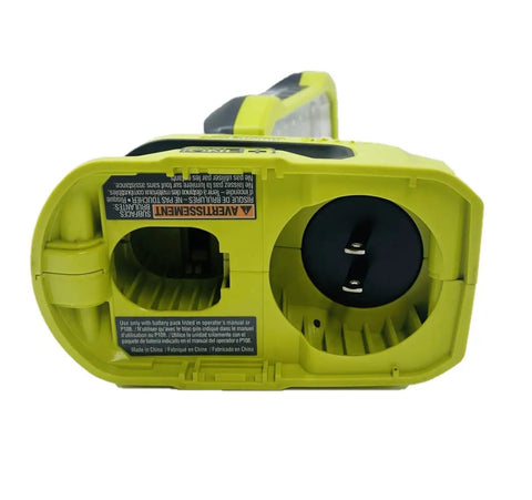 Back view of 18V Hybrid LED Project Light with power plug and warning label visible
