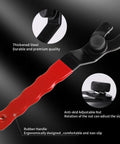 Heavy Duty Adjustable Pin Wrench For Angle Grinders with thickened steel, red rubber handle, anti-skid design, 7-1/4 inches.