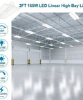 LED Linear High Bay Light 2 Pack Power Tunable 165W 110W 80W 23100 Lumens 5000K Dimmable 120 To 277V 2Ft For Warehouse Workshop
