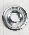 Drip Pan Kit Chrome W10278125 Replacement Part For Refrigerator shown from top with durable chrome finish and round design