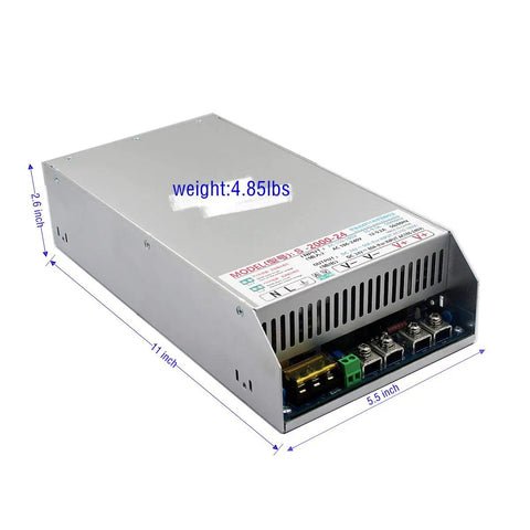 High Watt 2000W Switching Power Supply With PFC, 110-240V AC To DC Converter, 24V 83A Output, Pro Grade Power For CCTV, Radios, Computer Projects, LED Strip Lights, And 3D Printers, silver metal 11 x 5.5 x 2.6 in