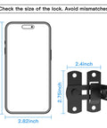 Dimensions of 90 Degree Flip Barn Door Lock For Privacy And Security Hook Gate Latch Made From 304 Stainless Steel With Corrosion Resistant Finish Thickened Base Prevents Unlock From Outside Ideal For Barn Garden Bathroom Outdoor Garage Window Or Sliding Doors Black next to phone size.