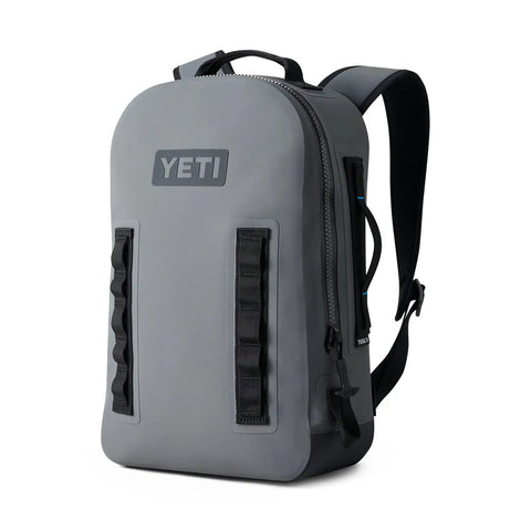 Panga 28 Airtight Waterproof Submersible Backpack With DryHaul Ergonomic Straps in Storm Gray, front view.