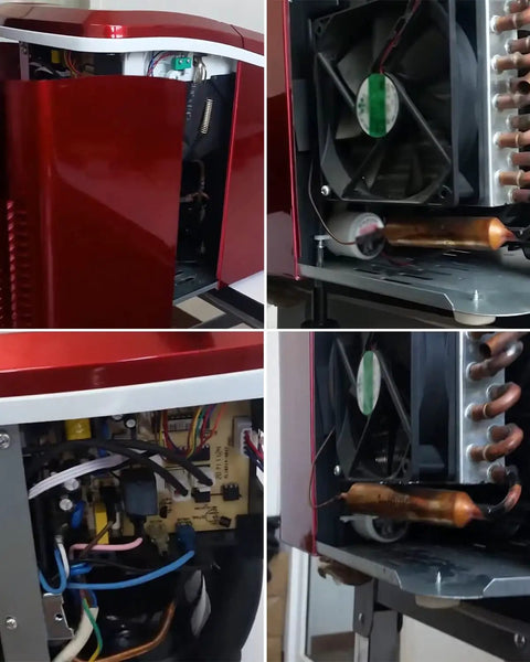 Inside view of small ice maker showing components, compatible with Top Shelf Ice Maker Water Pump Replacement For Small Bullet And Cubed Units Compatible With Model Zlwb 12 Runs Like A Charm Fast Fixes And Reliable Operation.