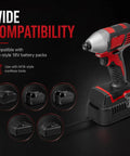Hella Solid 500W AC To DC Converter Compatible With Milwaukee M18 Cordless Tools, showing compatibility with 18V battery packs.