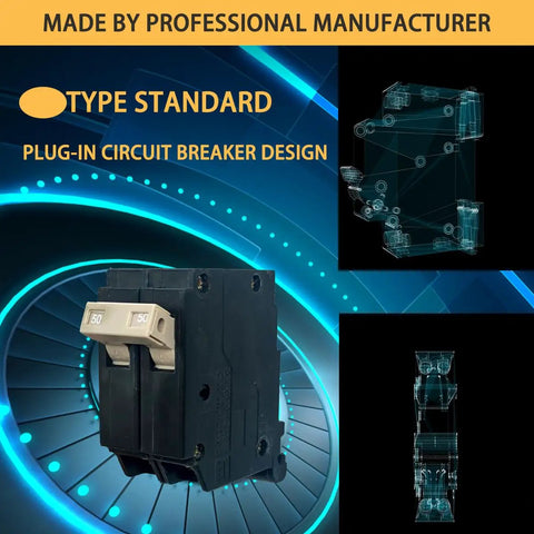 50 Amp 2 Pole Molded Case Circuit Breaker Plug In Type For OEM Load Centers 10kA 120 240 Volt Thermal Magnetic Protection