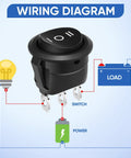 Three Way Round Rocker Switch 12 Volt With On Off On Positions SPDT Circle Toggle For Car Stereo Marine Boat Plug And Play Wiring Kit Wires Included Five Pack Heavy Duty 6A 250V AC And 10A 125V DC wiring diagram with 3-pin terminals