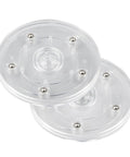 Two Pack Four Inch Lazy Susan Turntables with Ball Bearing Rotation, clear acrylic rotating trays stacked on display