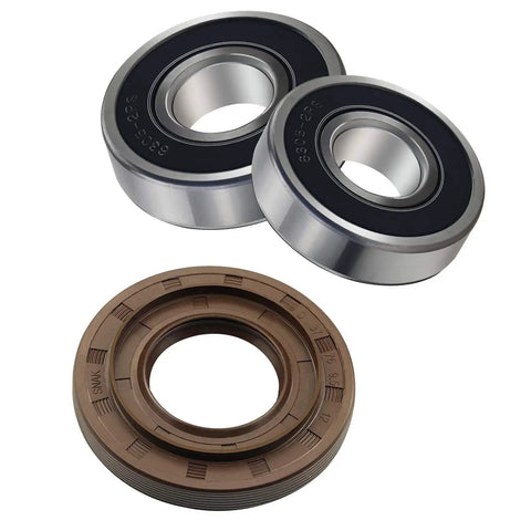 Heavy Duty Front Load Washing Machine Bearing Kit With Durable Rubber Tub Seal And Precision Steel Rollers, including steel rollers and rubber seal.