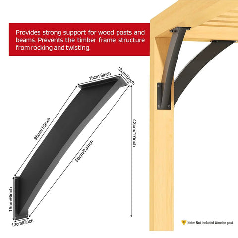 4 Pcs 45 Degree Corner Brackets For Wood Structures Outdoor Pergolas Gazebos Tree Houses Cabins And Patios Heavy Duty Steel With Black Powder Coat Rust Resistant Easy Install