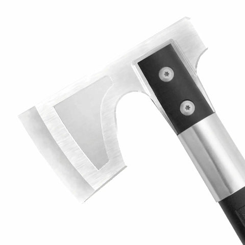 Close-up of the Compact Camping Axe For Survival And Bushcraft with 3.1 inch stainless steel blade showing detailed texture
