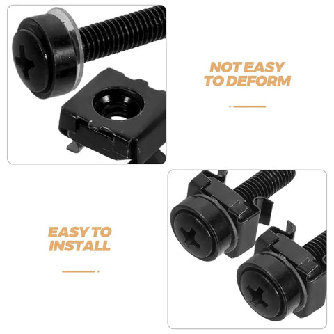 50 Pack Computer Case Screws M5x25 For Square Hole Server Racks Cage Nuts And Mounting Hardware Kit, close-up view
